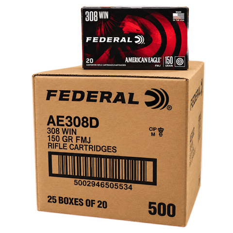 308 Win - Federal American Eagle 150 Grain FMJ - 500 Rounds