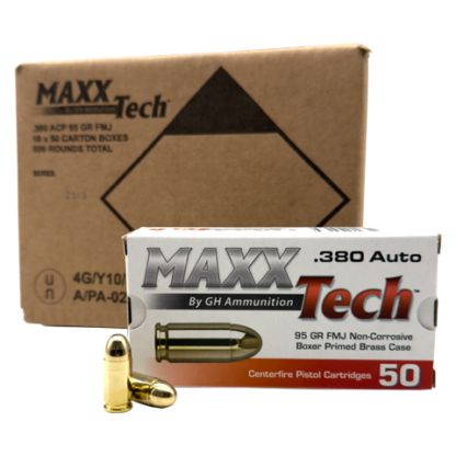 380 Auto - MaxxTech 95 Grain Full Metal Jacket - 500 Rounds