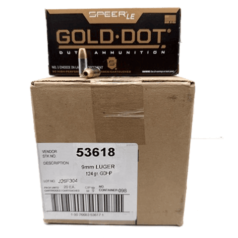 9mm - Speer Gold Dot 124 Grain JHP 53618 - 1000 Rounds