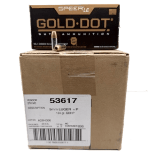 9mm - Speer Gold Dot 124 Grain +P JHP 53617- 1000 Rounds