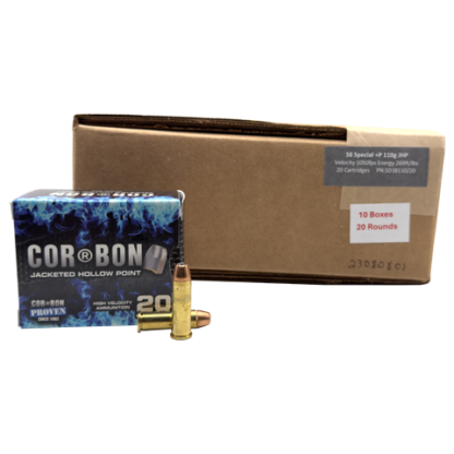 38 Special - CorBon 110 Grain +P Jacketed Hollow Point - 200 Rounds