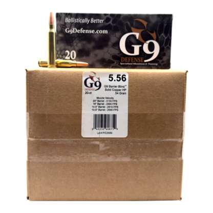 5.56 NATO - G9 Defense 54 Grain Barrier Blind Solid Copper HP - 200 Rounds