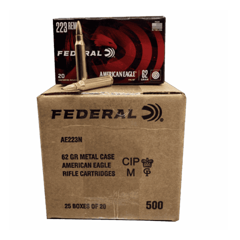 223 Rem - Federal American Eagle 62 Gr. FMJ - 500 Rounds