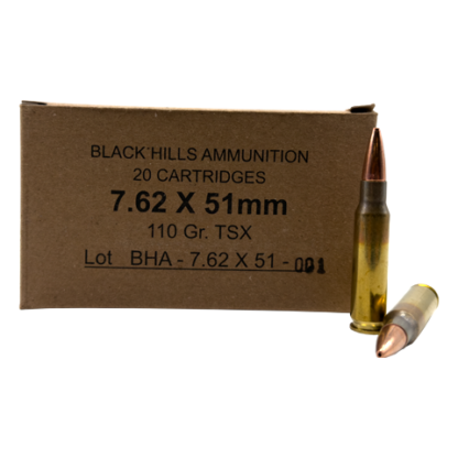 7.62x51 NATO - Black Hills 110 Grain TSX - 20 Rounds