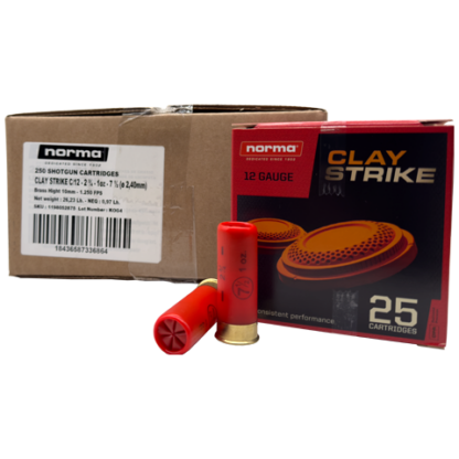 12 Gauge - Norma Clay Strike 2-3/4" 7-1/2 Shot - 250 Rounds