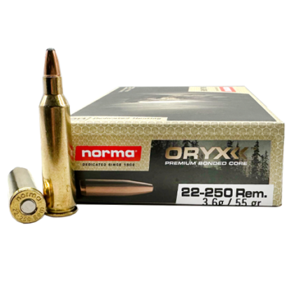 22-250 Rem - Norma 55 Grain ORYX Premium Bonded Core - 20 Rounds