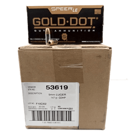 9mm - Speer Gold Dot 147 Grain JHP 53619- 1000 Rounds