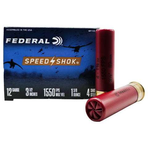 12 Gauge - Federal Speed-Shok 3-1/2" #4 Steel Shot - 25 Rounds