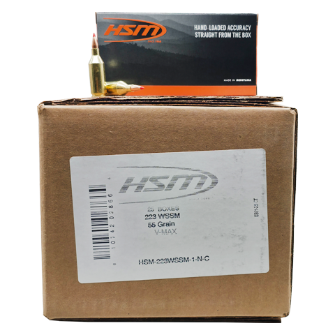 223 WSSM - HSM 55 Grain V-MAX - 500 Rounds
