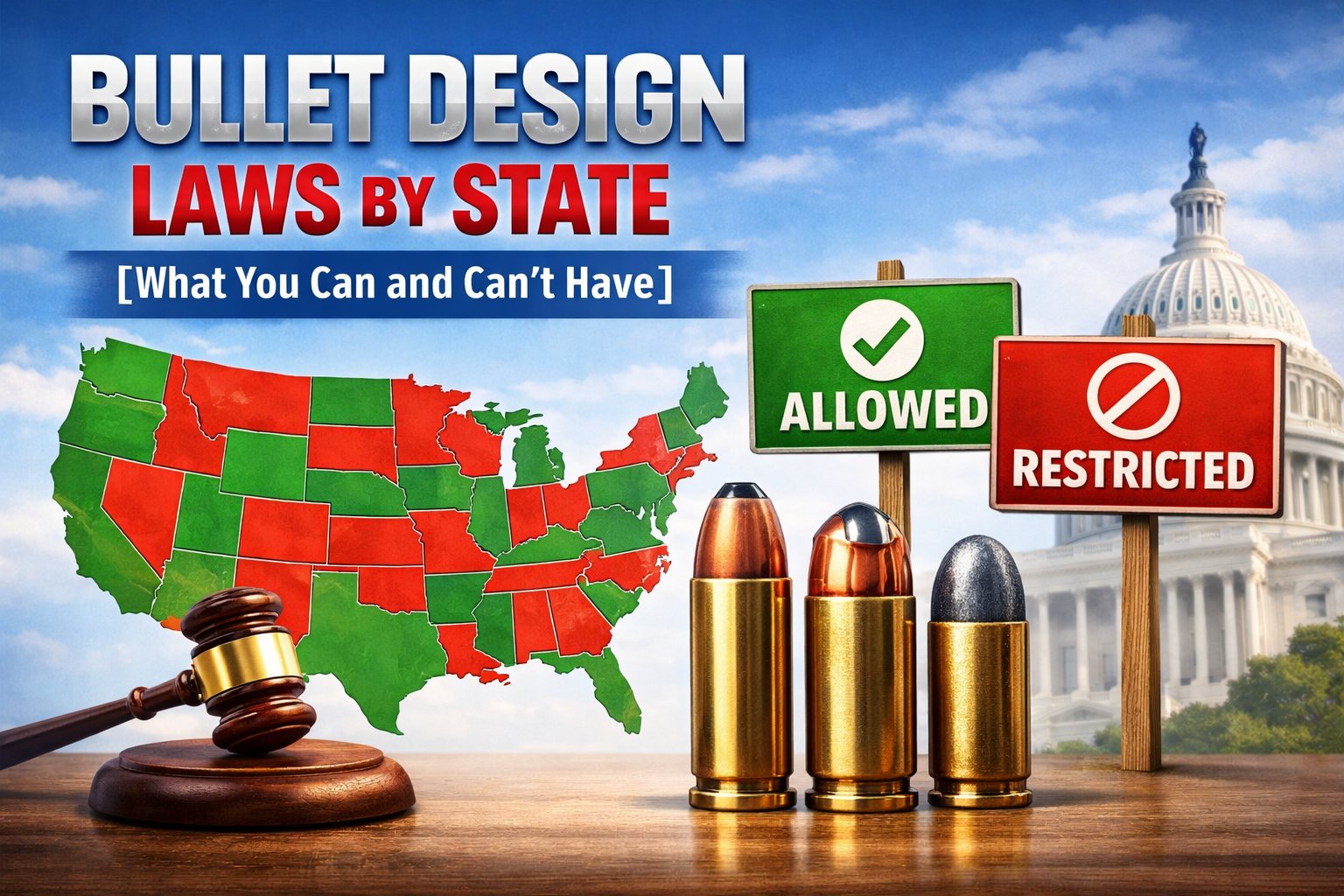 Hero image of state map and bullets