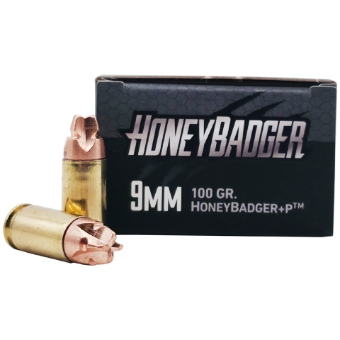9mm - Black Hills Honey Badger 100 Grain +P - 20 Rounds