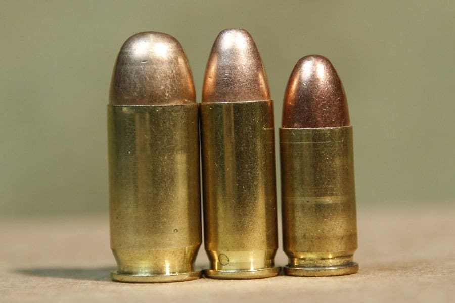 pistol cartridges next to each other