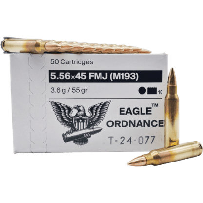 5.56 Nato – Eagle Ordnance (Swiss P) 55 Grain FMJ – 50 Rounds on Stripper Clips