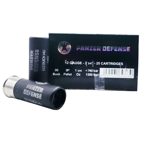 12 Gauge - Panzer Defense Lequian Special HV 2-3/4" 9 Pellet 00 Buckshot - 25 Rounds