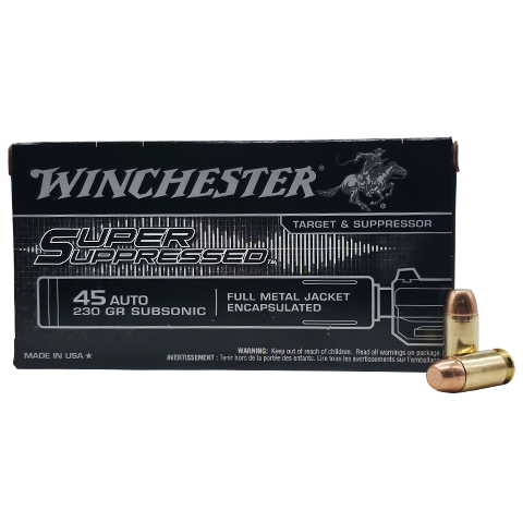 45 Auto - Winchester Super Suppressed 230 Grain Subsonic Full Metal Jacket - 50