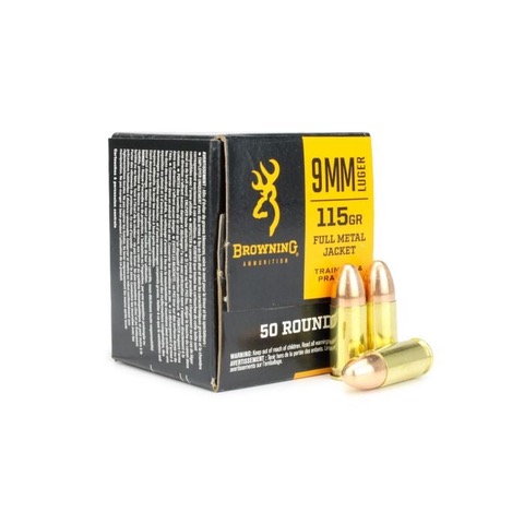 9mm - Browning Target &amp;amp; Practice 115 Grain Full Metal Jacket - 50 Rounds