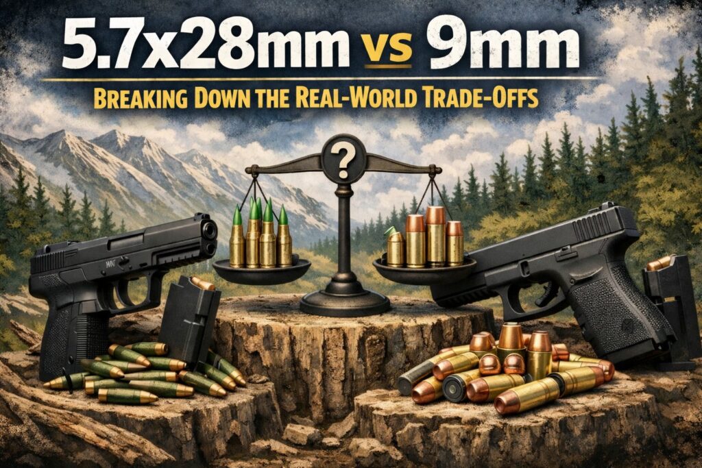 two pistols on a hillside