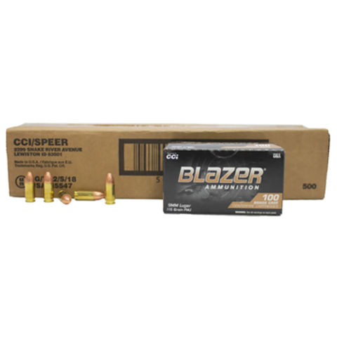 9mm - CCI Blazer 115 Grain Full Metal Jacket - 500 Rounds