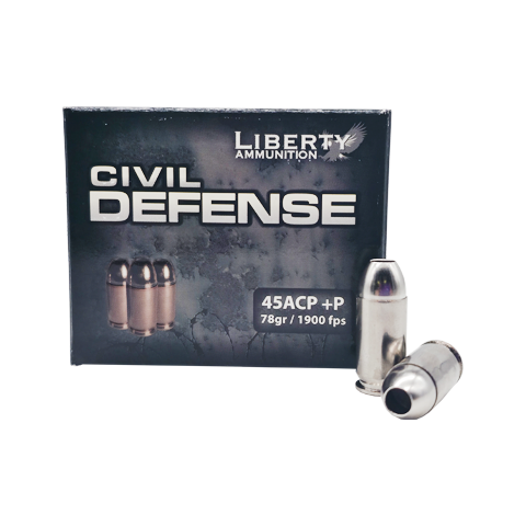 45 Auto - Liberty Civil Defense 78 Grain +P Hollow Point - 20 Rounds