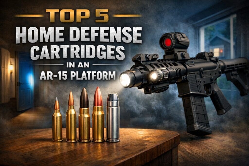 AR rifle in a home with multiple bullets on a table