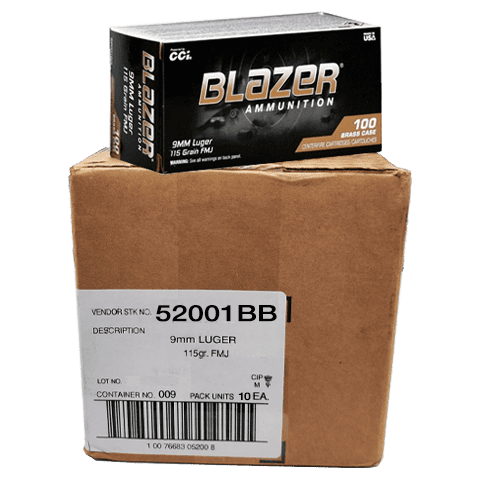9mm - CCI Blazer 115 GR. Full Metal Jacket - 1000 Rounds