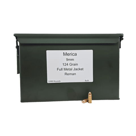 9mm - Merica Ammunition 124 Grain FMJ Remanufactured - 1000 Rounds