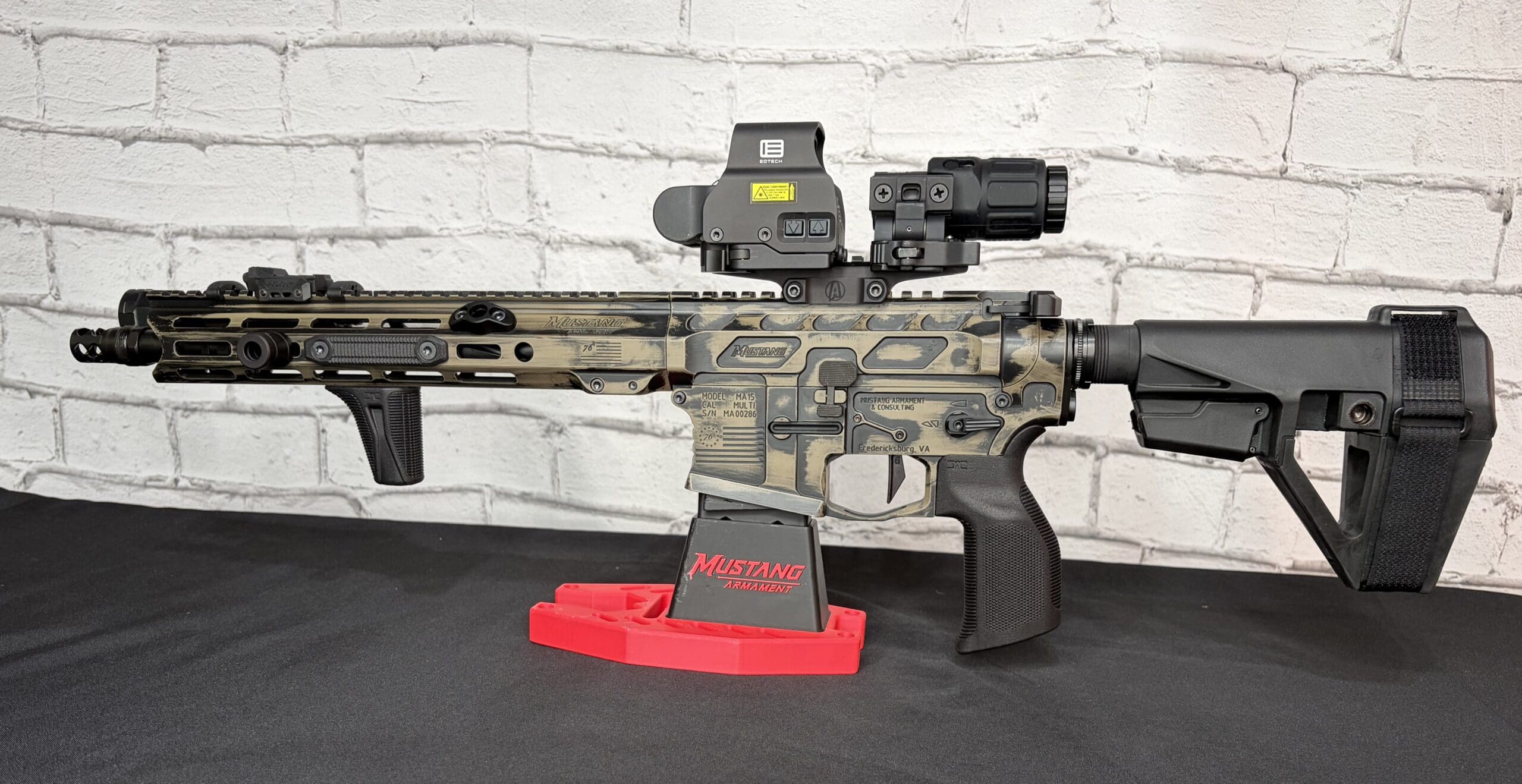 Mustang Armament “Chesty” 12.5” Premium Billet Pistol – Betsy Ross FDE Battleworn Edition