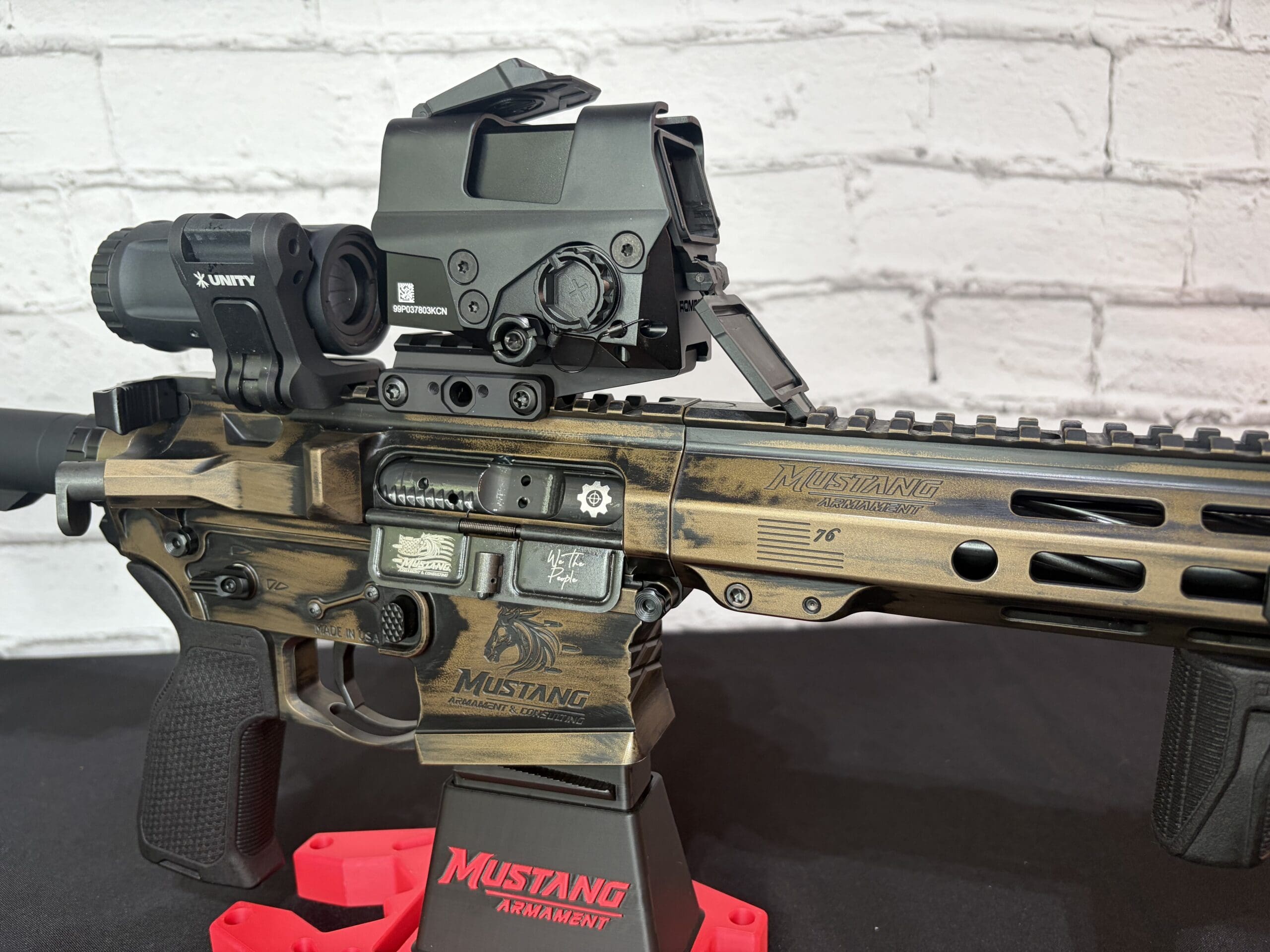 Mustang Armament “Chesty” 12.5” Premium Billet Pistol – Betsy Ross Bronze Battleworn Edition - Image 3
