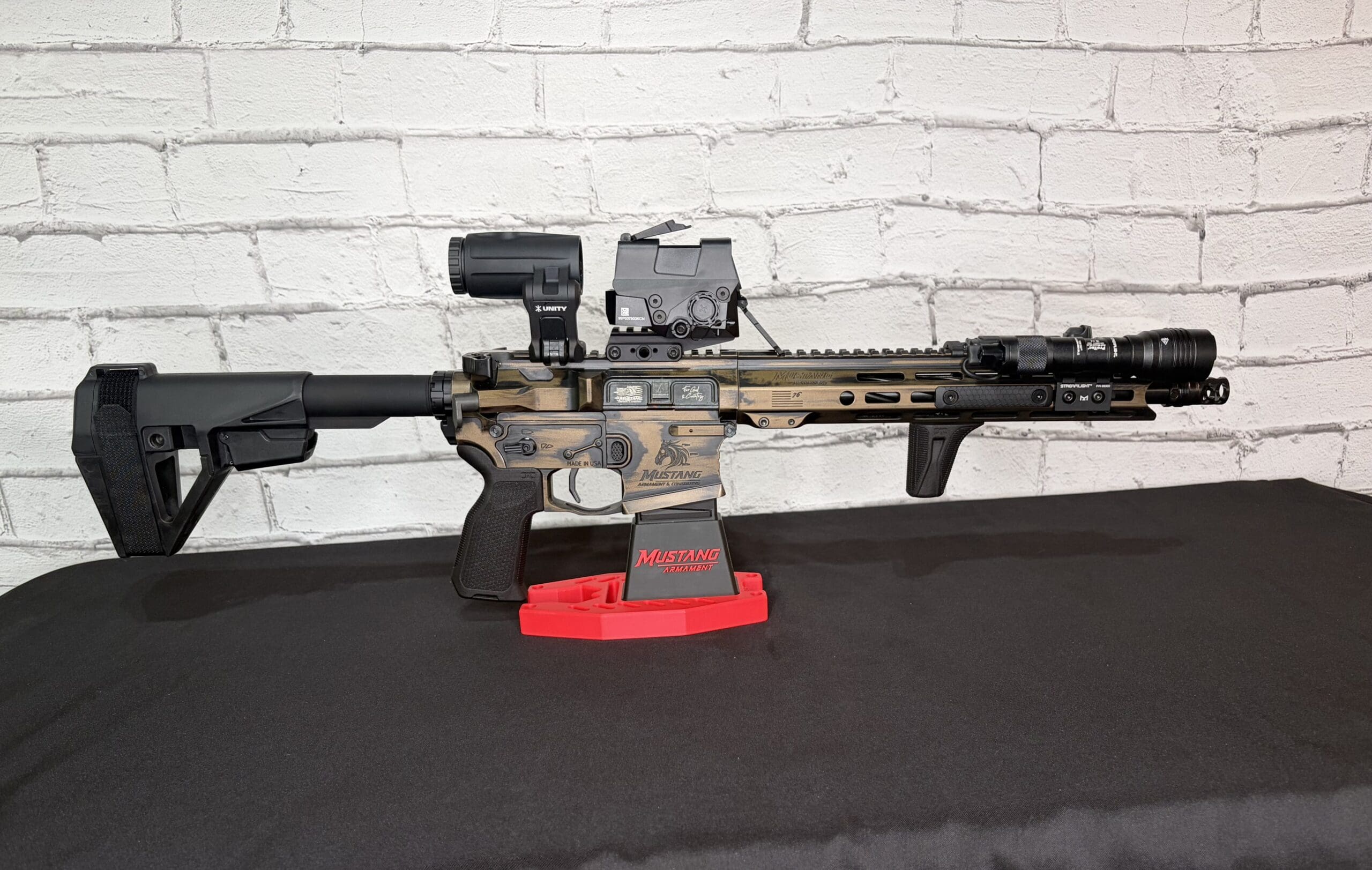 Mustang Armament “Chesty” 12.5” Premium Billet Pistol – Betsy Ross Bronze Battleworn Edition - Image 5
