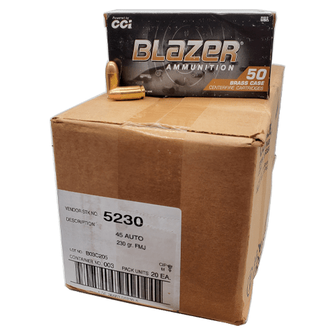 45 Auto - CCI Blazer Brass 230 Grain FMJ - 1000 Rounds