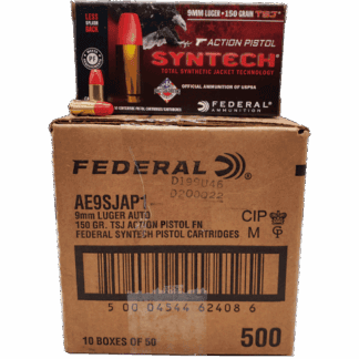 9mm - Federal Syntech 150 Grain Syntech Jacket Flat Nose - 1,000 Rounds 2x500 Rd Cases