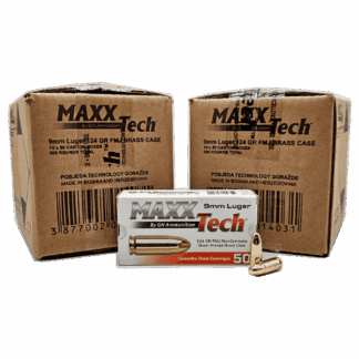 9mm - MaxxTech 124 Grain Full Metal Jacket Brass Case - 1000 Rounds