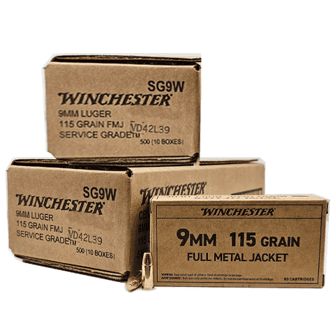 9mm - Winchester Service Grade 115 Grain FMJ - 1000 Rounds