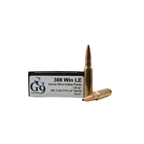 308 Win - G9 Defense 130 Grain Barrier Blind Hollow Point - 20 Rounds
