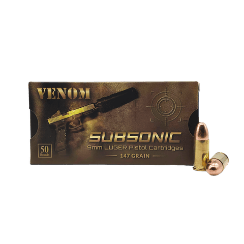 9mm - Venom Subsonic 147 Grain Full Metal Jacket - 50 Rounds