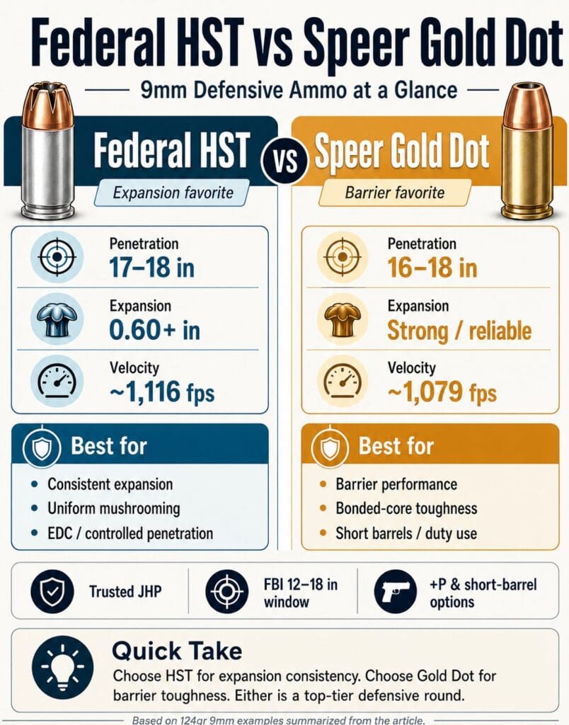 Federal HST versus Spear Gold Dot cartridges infographic