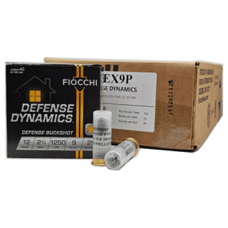 12 Gauge - Fiocchi Defense Dynamics 2-3/4" 9 Pellet Buckshot - 250 Rounds
