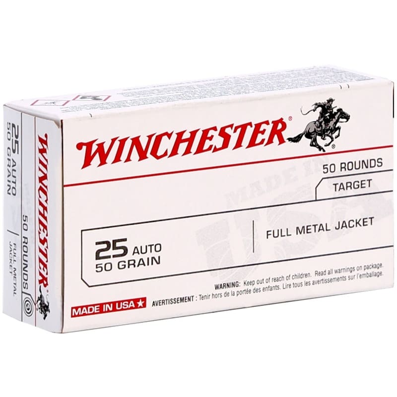 25 ACP - Winchester 50 Grain FMJ - 50 Rounds