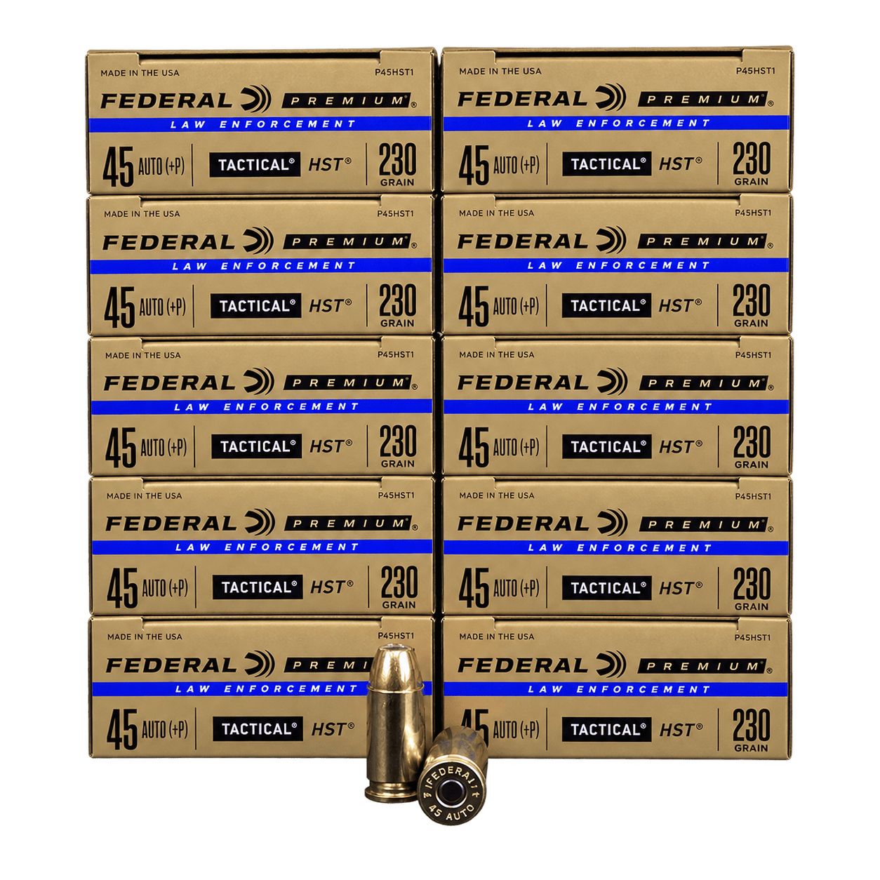 45 Auto - Federal P45HST1 +P LE 230 Grain JHP - 500 Rounds