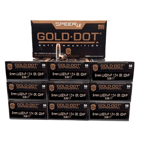 9mm - Speer Gold Dot 124 Grain +P JHP 53617 - 500 Rounds