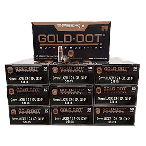 9mm - Speer Gold Dot 124 Grain JHP 53618 - 500 Rounds
