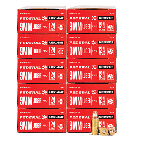 9mm - American Eagle AE9AP 124 Grain FMJ - 500 Rounds
