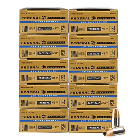 9mm - Federal P9HST3 LE 124 Grain +P JHP - 500 Rounds