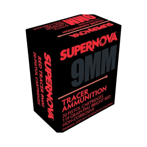 9mm - Supernova 119 Grain FMJ Red Tracer - 20 Rounds
