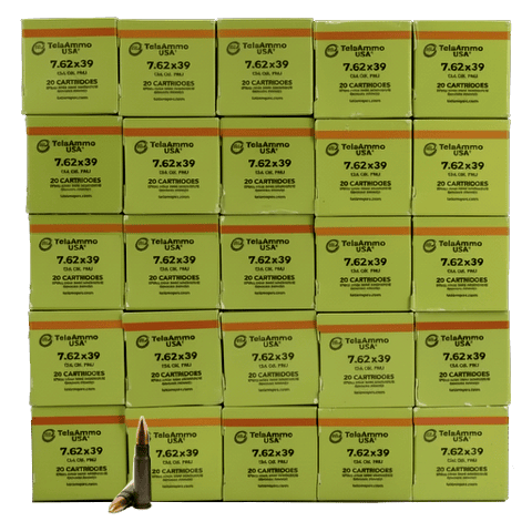 7.62x39 - TelaAmmo USA 124 Grain FMJ Steel Case - 500 Rounds