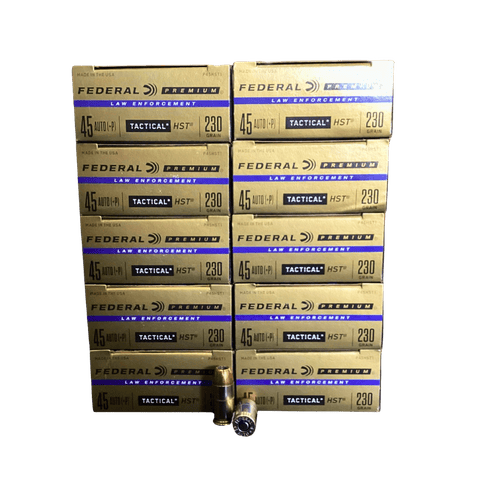 45 Auto - Federal P45HST1 +P LE 230 Grain JHP - 500 Rounds
