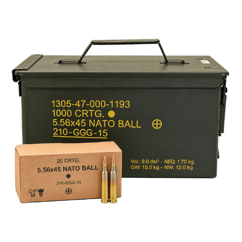 5.56 NATO - GGG 62 Grain M855 FMJ Military Grade - 1000 Round Can