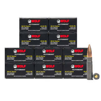 300 Blackout - Wolf Polyformance 145 Grain FMJ Steel Case - 200 Rounds